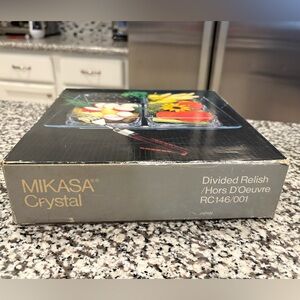 Mikasa Crystal Divided Tray with Black and Silver Accents